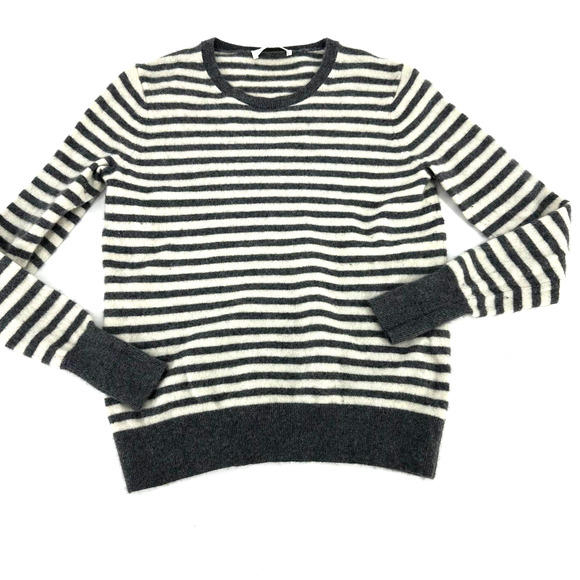 Everlane Sweaters - Everlane striped 100% cashmere sweater size medium fits like small white gray